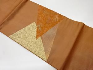 リサイクル　切り嵌め風草花に蜀江文織出し開き名古屋帯（額縁仕立て）